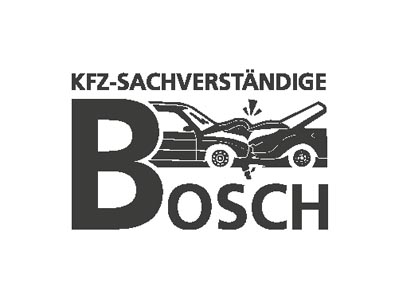 Für KFZ Sachverständige Bosch fertigten wir diverses Werbematerial und kümmerten uns um ein Rework des alten Logos.